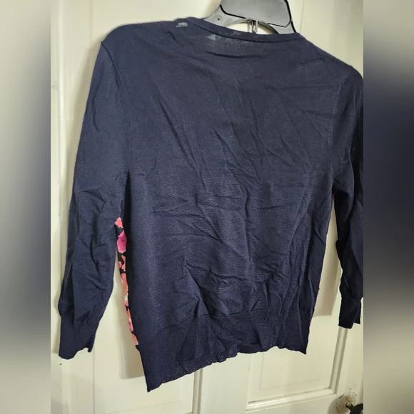 #058 Ann Taylor XS Flowery lightweight see thru button down cardigan - Picture 3 of 11